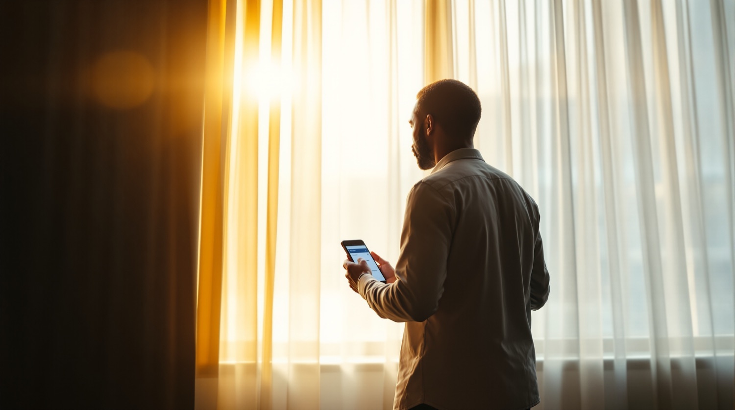 A patient reviewing their health information in warm light